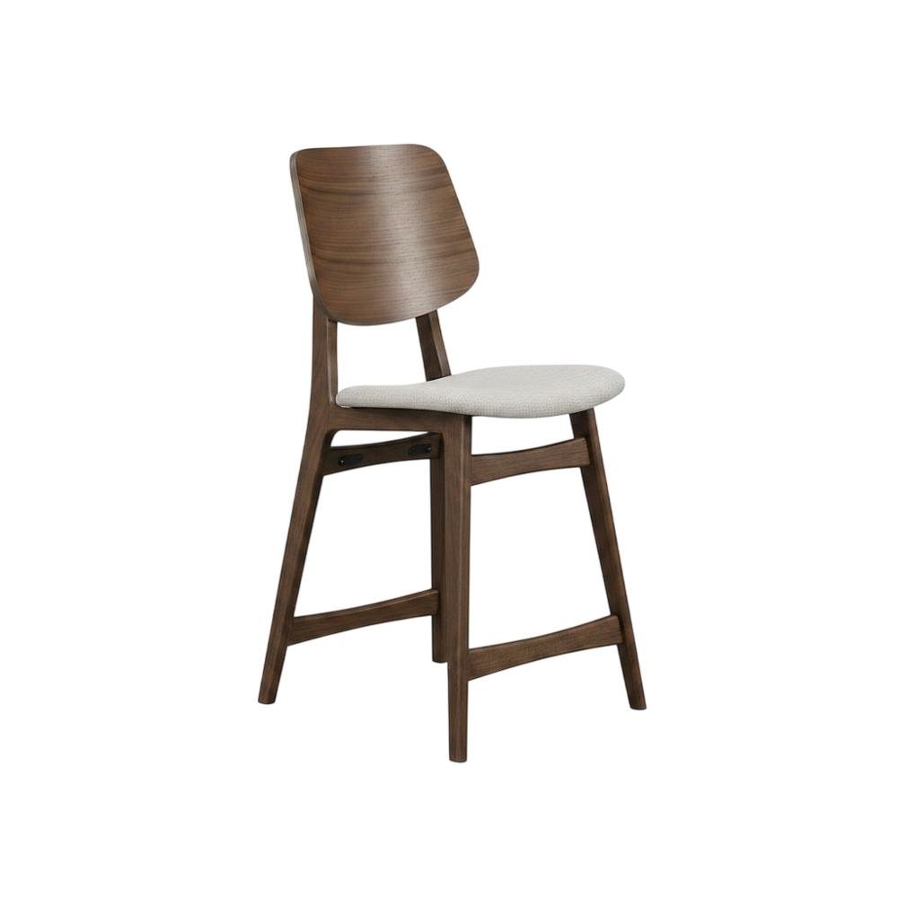 Wood Upholstered Counter Height Bar Stools for Kitchen Island, Walnut, Set of 2. Picture 3