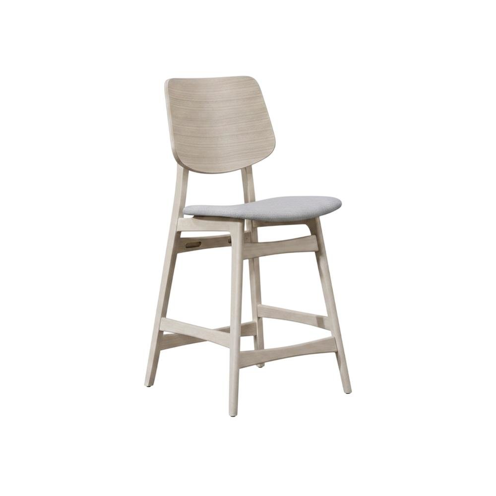 Wood Upholstered Counter Bar Stools for Kitchen Island, White Ash, Set of 2. Picture 3