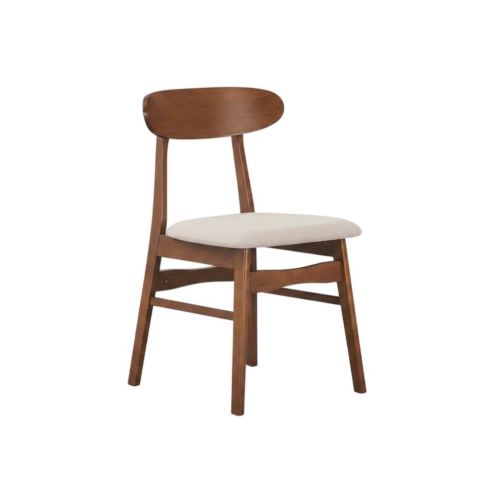 Mid-Century Modern Wood Dining Chair with Cushioned Seat, Beige, Set of 2. Picture 3