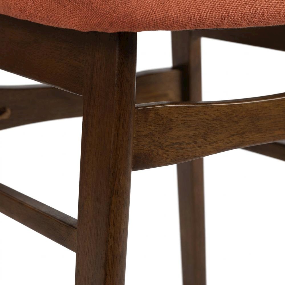 Mid-Century Modern Wood Dining Chair with Cushioned Seat, Orange, Set of 2. Picture 6