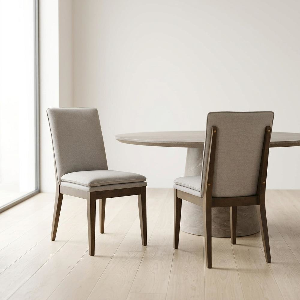 Upholstered Dining Chair with Cushion, Walnut-Leg Wood Kitchen Chairs, Set of 2. Picture 4