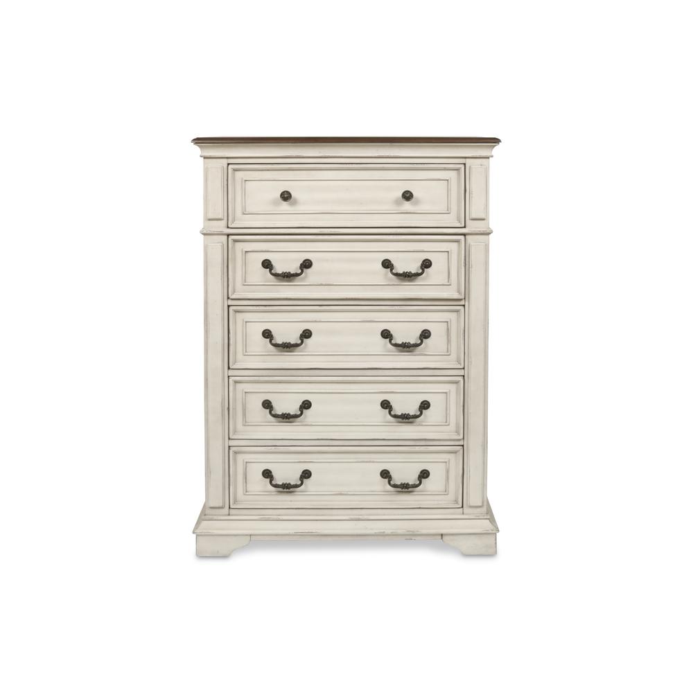 Furniture Anastasia 6-Piece King Wood Bedroom Set in Ant White. Picture 9