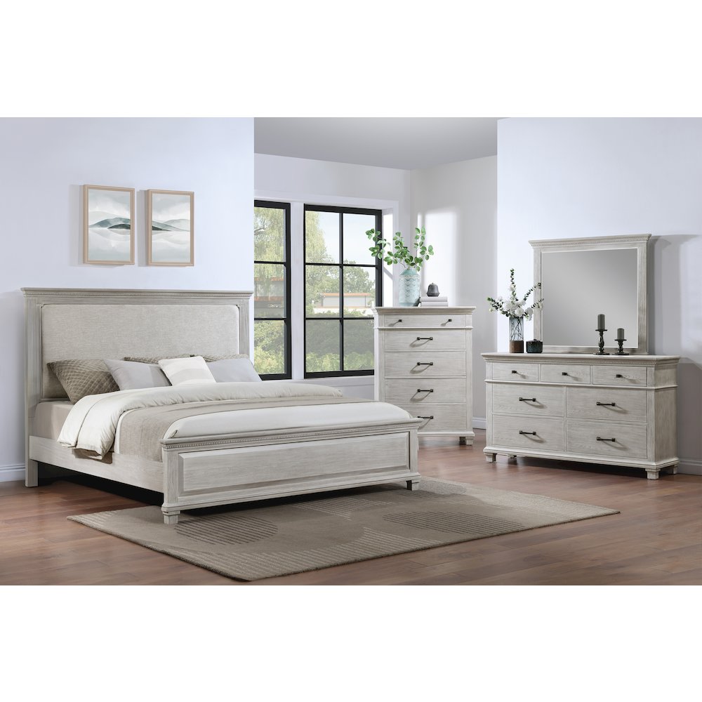 Silver Sands 4Pc Wood Queen Bedroom Set w Chest in Gray. Picture 2