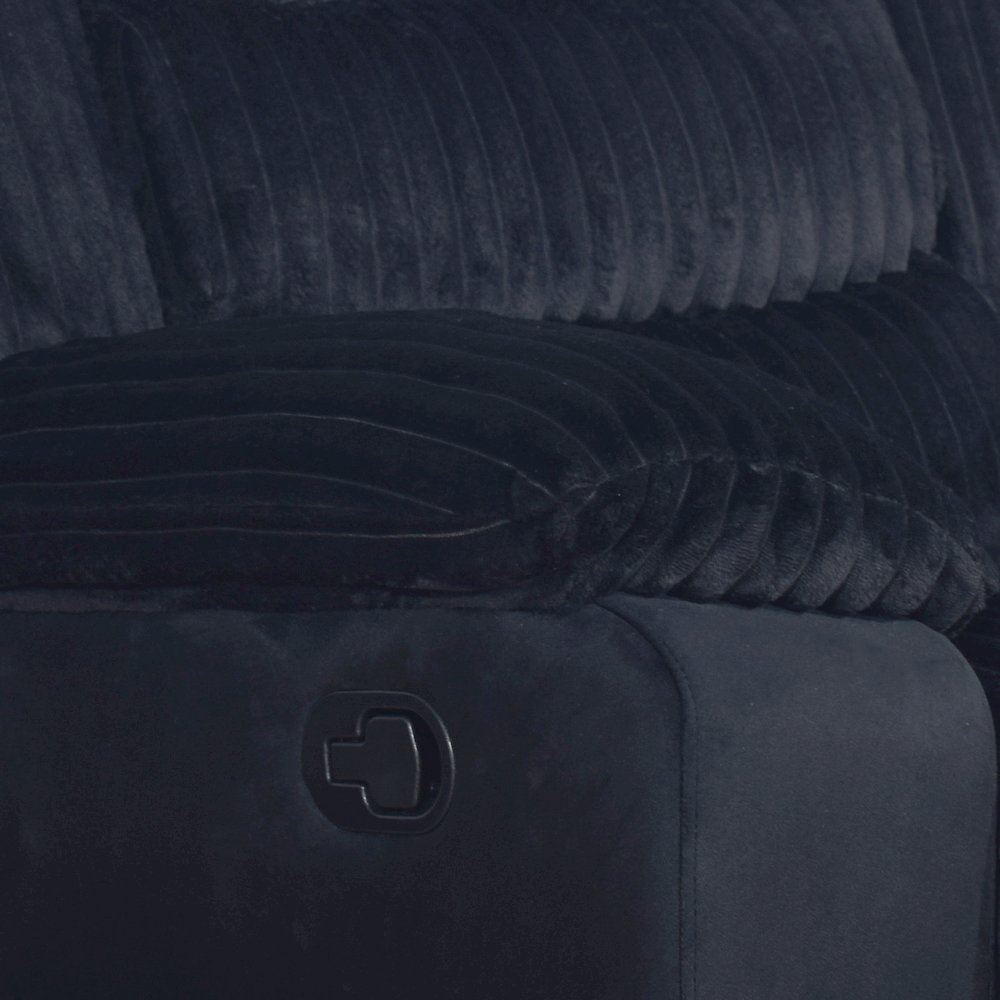 Willow Wood & Fabric Sofa with Dual Recliner in Black. Picture 6