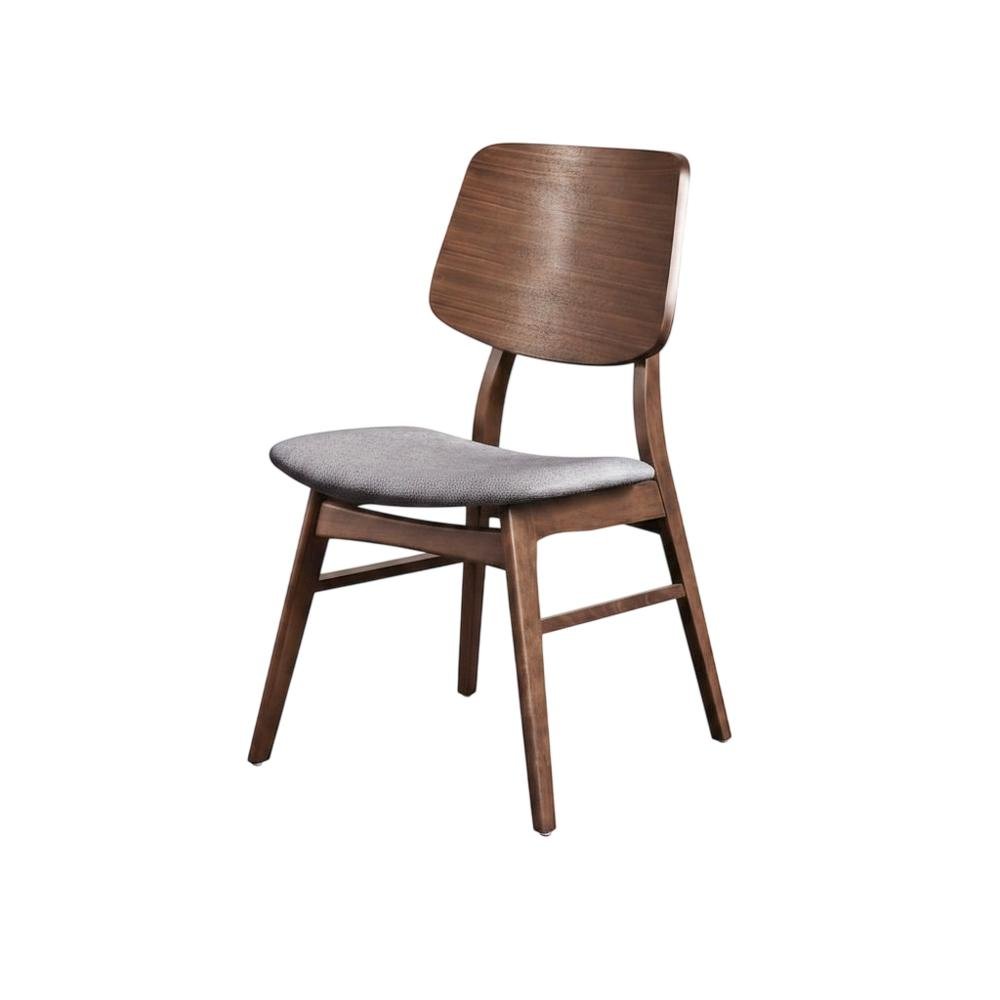 Solid Wood Upholstered Dining Chairs, Dark Gray, Set of 4. Picture 3