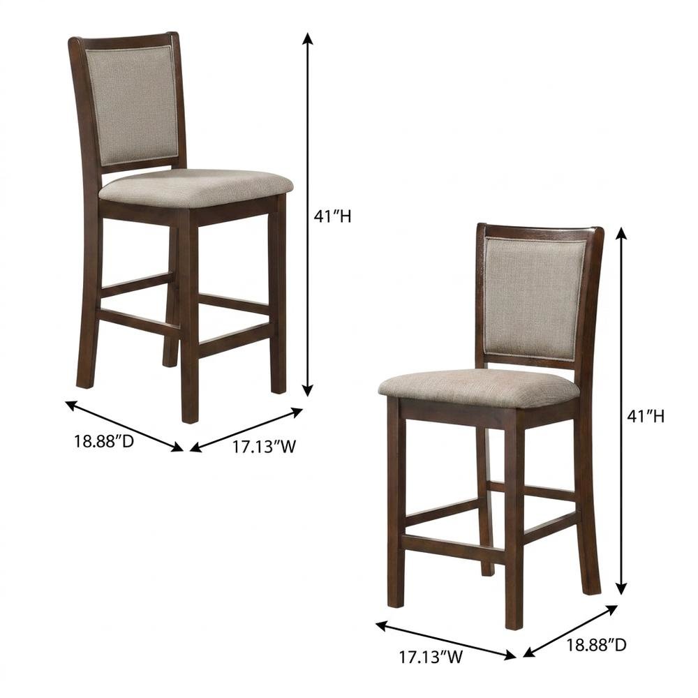Solid Wood Counter Height Bar Stools with Polyester Upholstered Seats, Set of 4. Picture 5