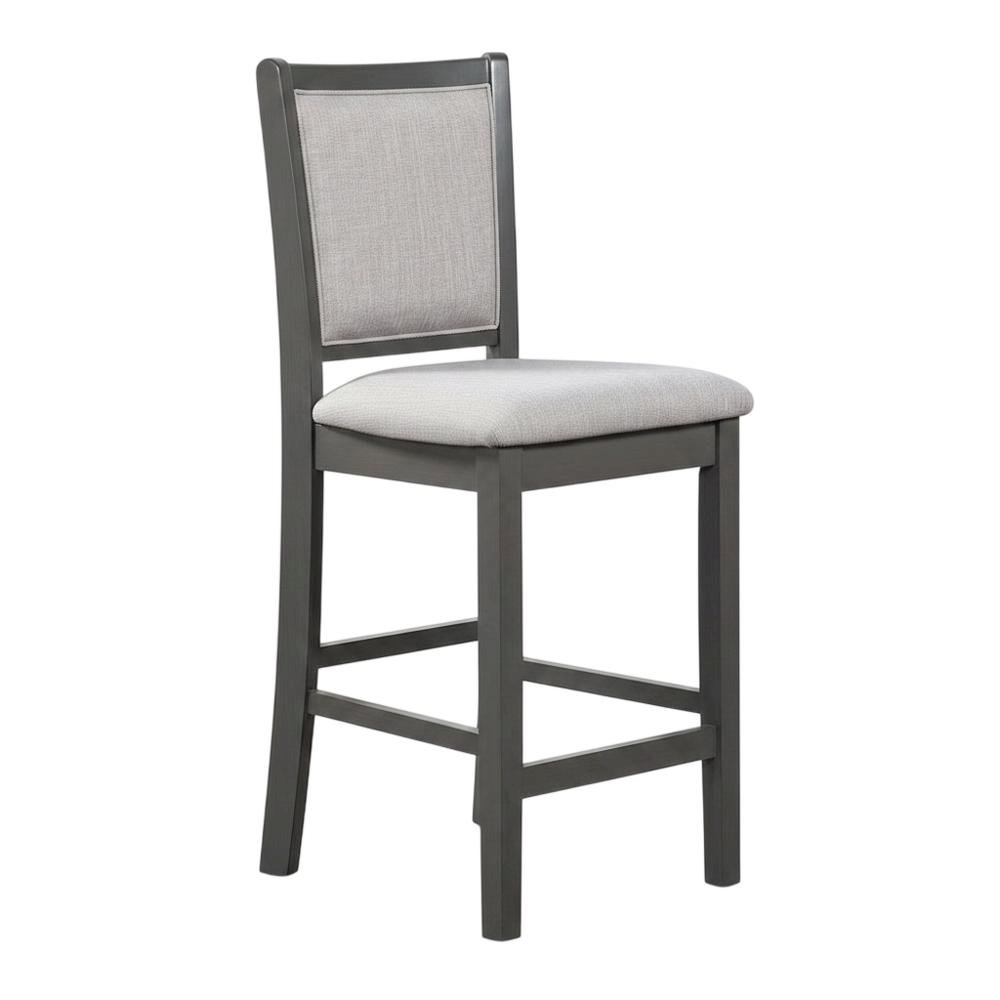 Solid Wood Counter Height Bar Stools with Polyester Upholstered Seats, Set of 6. Picture 3