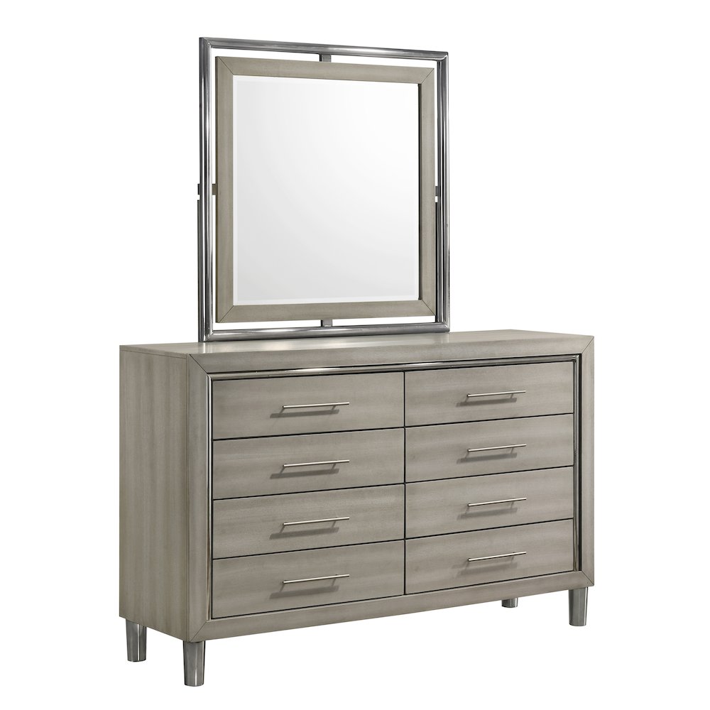 New Classic Furniture Lennox 4Pc Wood King Bedroom Set w Nightstand in Gray. Picture 9