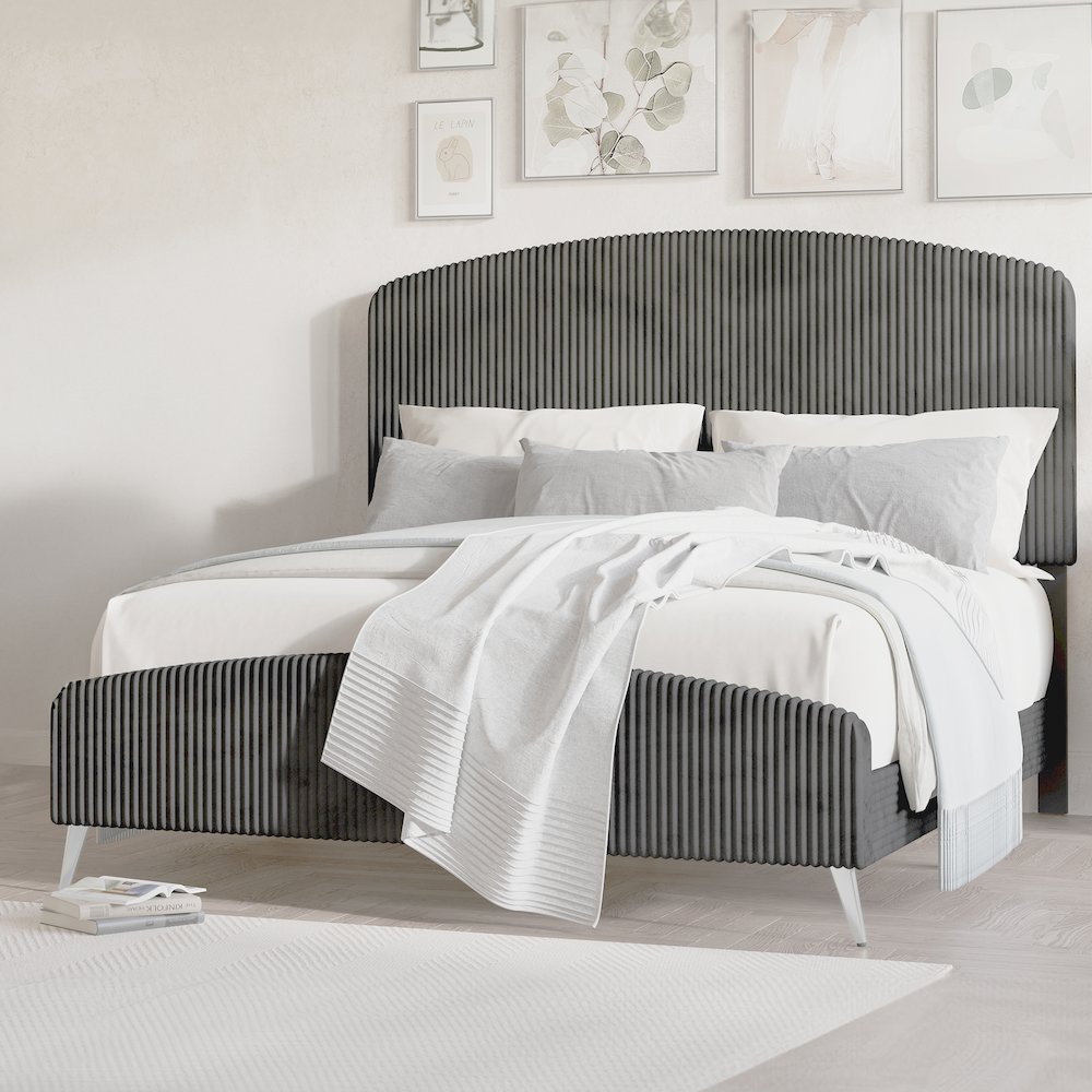 Kailani Wood Queen Bed, Gray. Picture 2