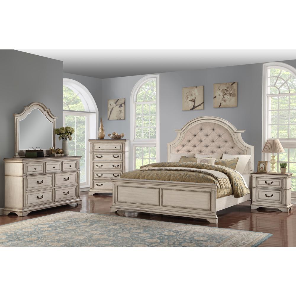 Furniture Anastasia 5-Piece Queen Wood Bedroom Set in Ant White. Picture 2