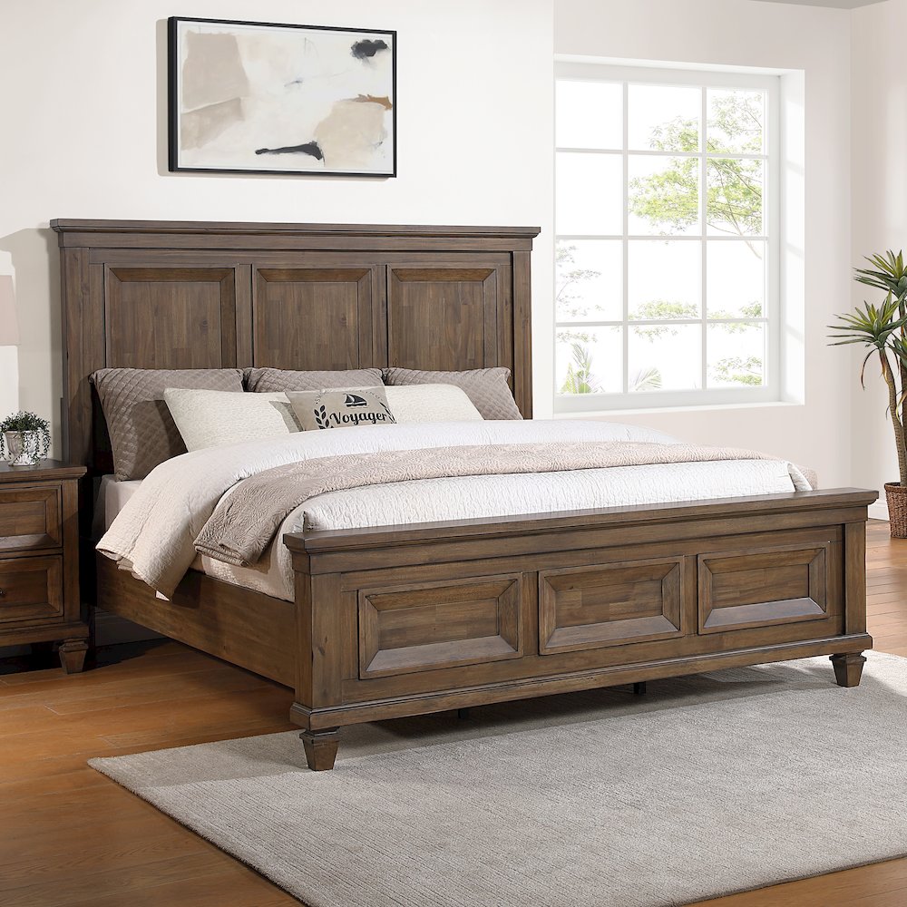 Mariana Wood Queen Size Bed, Vintage Mocha. Picture 7