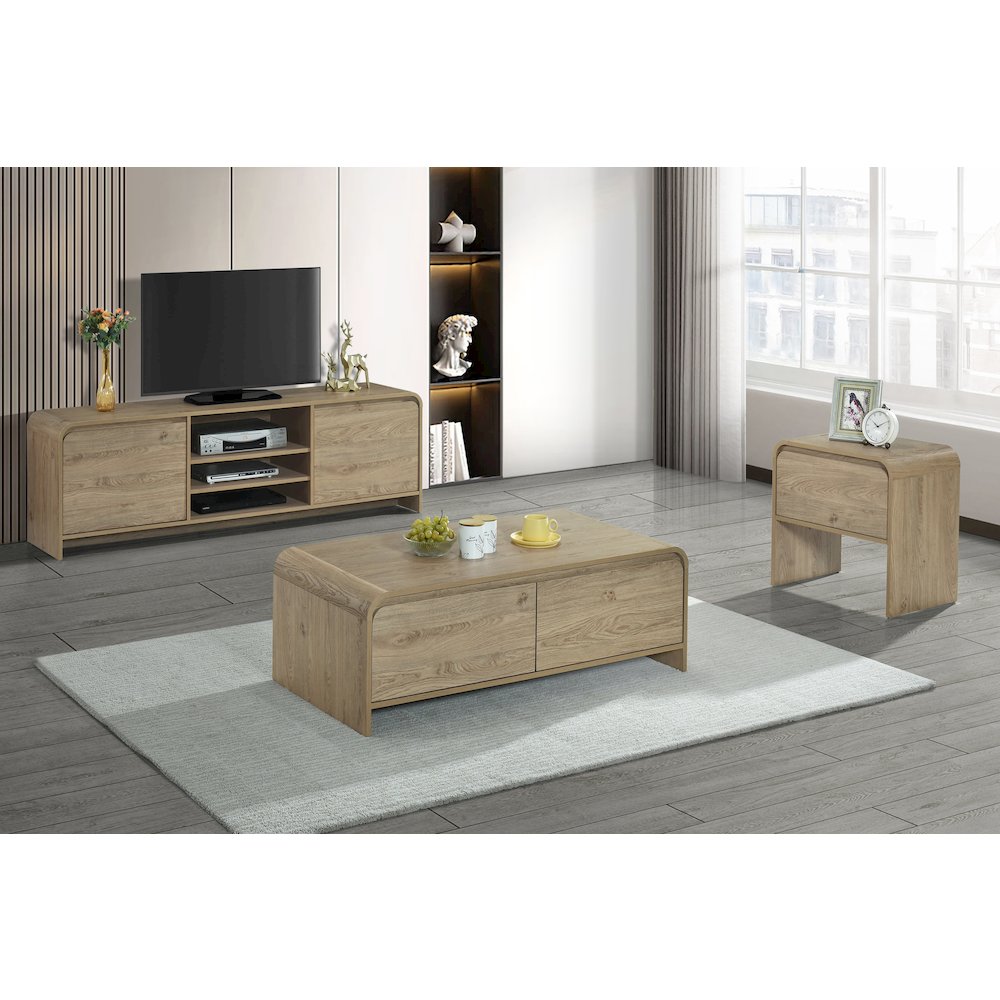 Mara 47.25 in. Natural Rectangular Wood Coffee Table. Picture 10