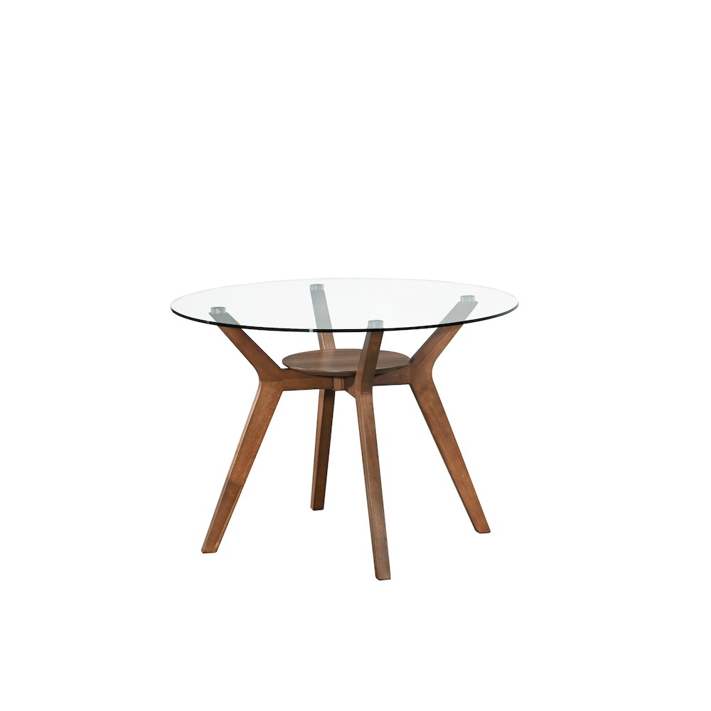 Oscar 5-Piece Wood Round Dining Table Set in Walnut/Beige. Picture 1