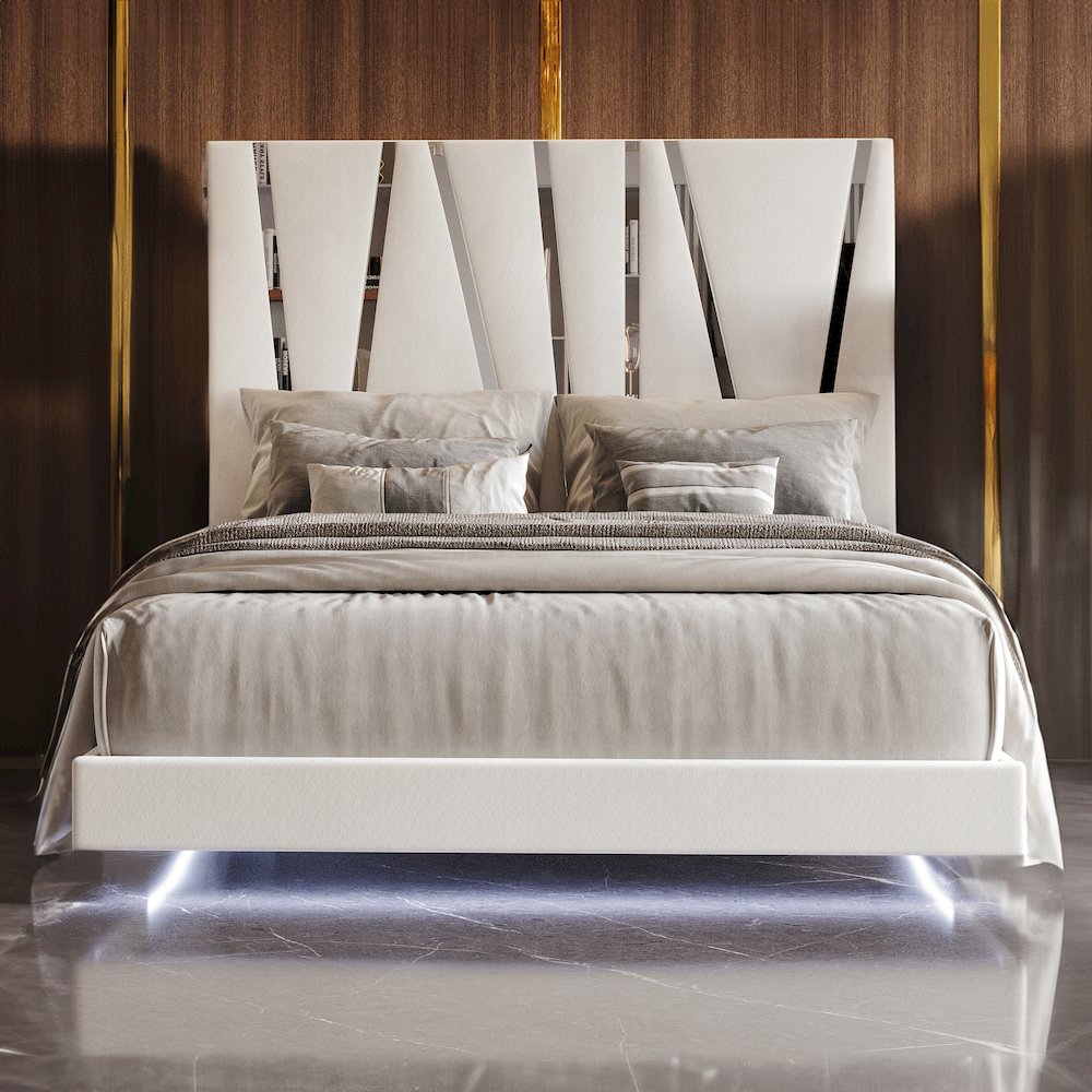 Europa Wood Queen Bed, White. Picture 8