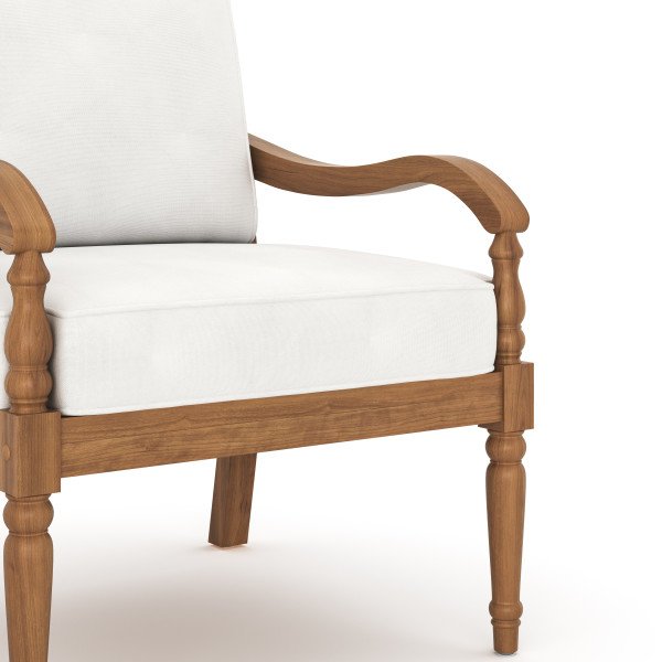 Savannah Wood Patio Club Chair in Natural/White (Set of 2). Picture 3