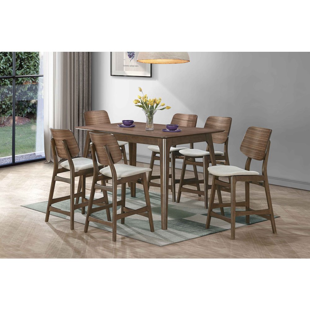 Oscar 7-piece Wood Counter Dining Set in Walnut. Picture 2