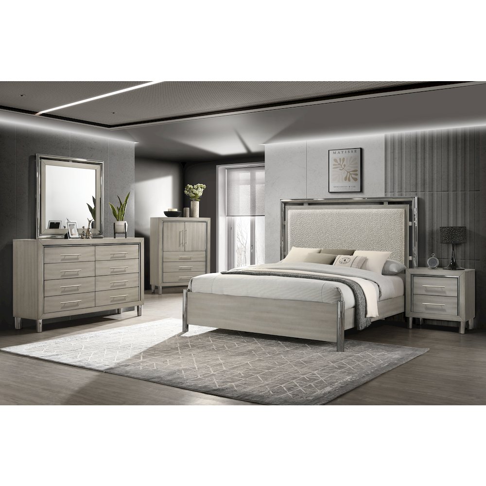 New Classic Furniture Lennox 5Pc Wood Queen Bedroom Set w Chest in Gray. Picture 2