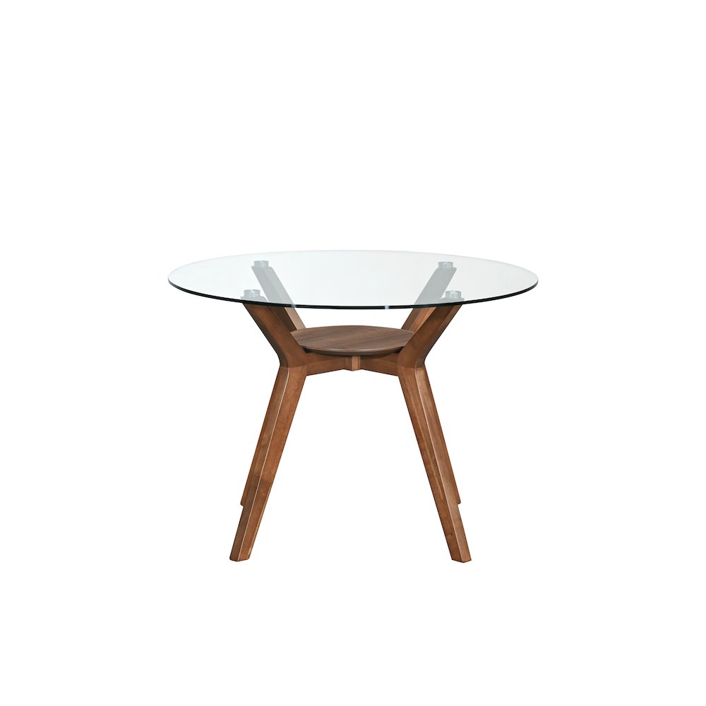 Oscar 5-Piece Wood Round Dining Table Set in Walnut/Beige. Picture 11