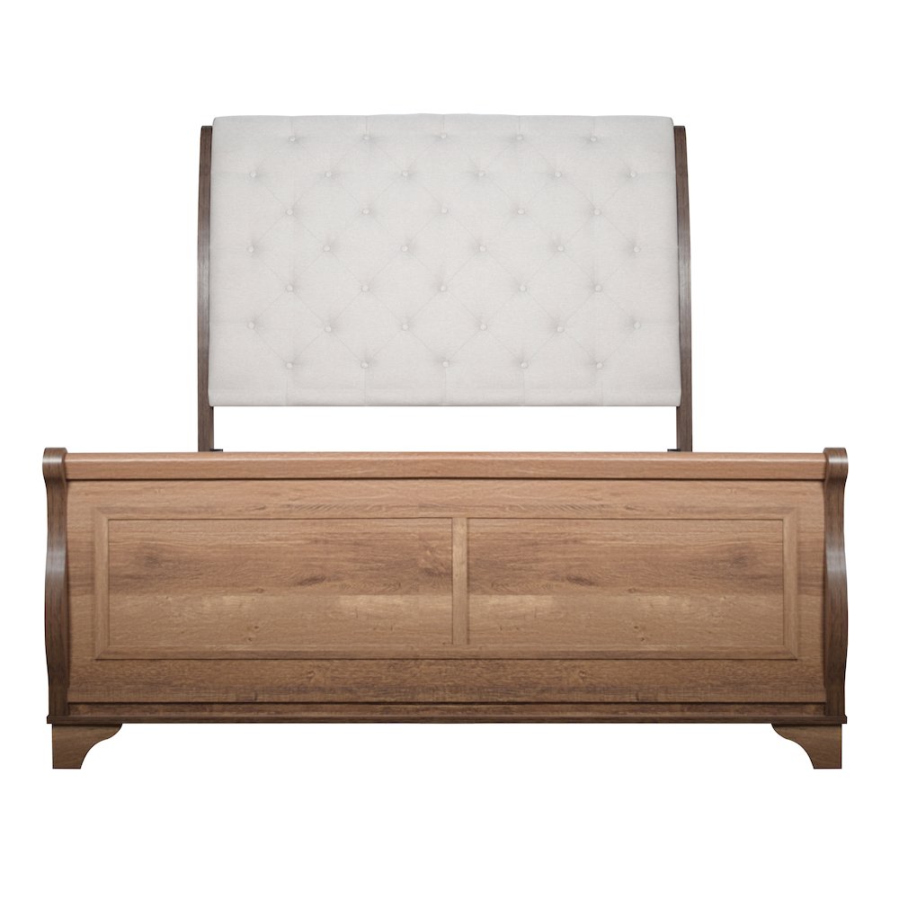 Coventry Hall Wood Queen Sleigh Bed in Pecan. Picture 4