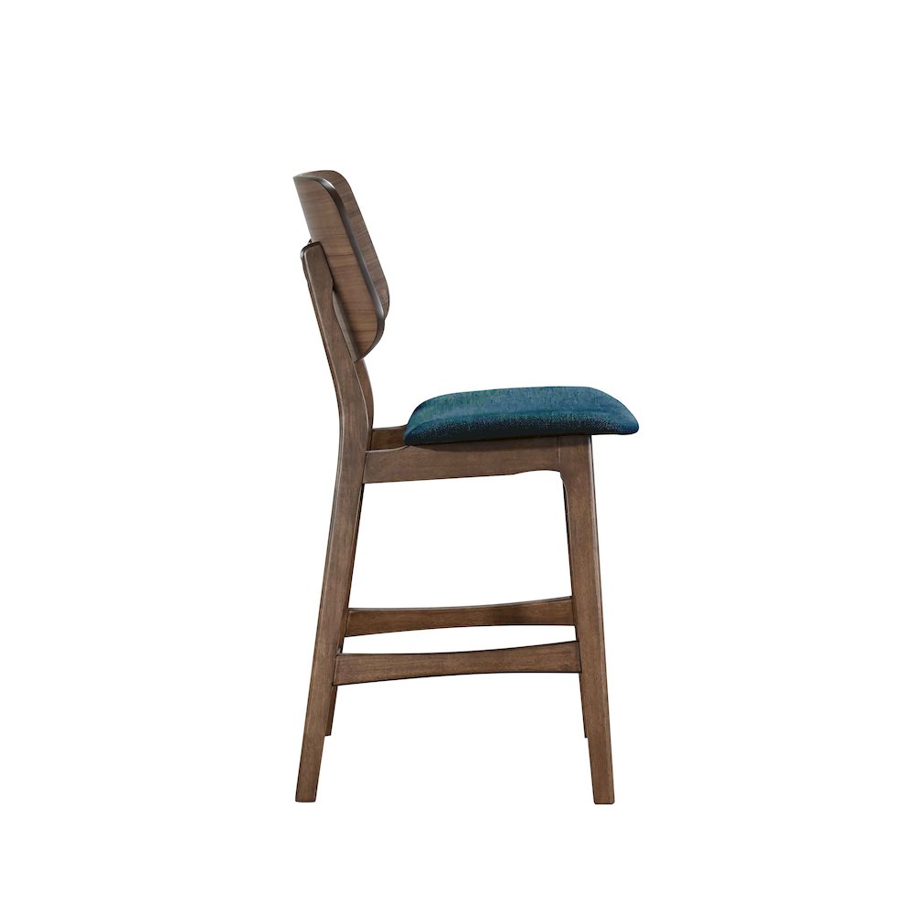 Oscar Wood Counter Chair in Walnut/Teal (Set of 2). Picture 5