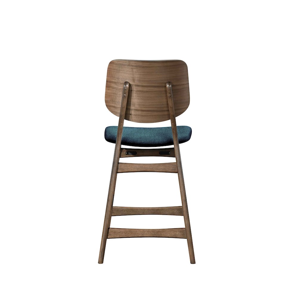 Oscar Wood Counter Chair in Walnut/Teal (Set of 2). Picture 6