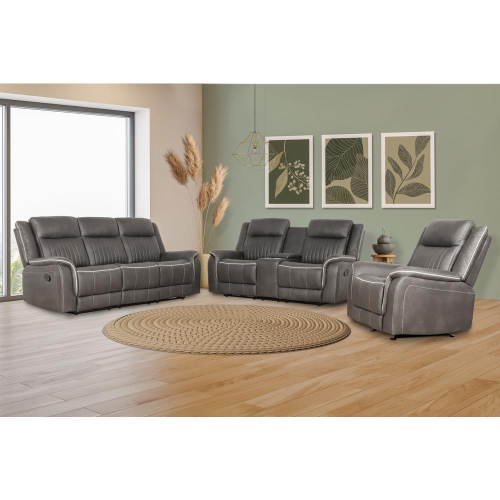 Enzo  Sofa W/Dual Recliner- Gray. Picture 4