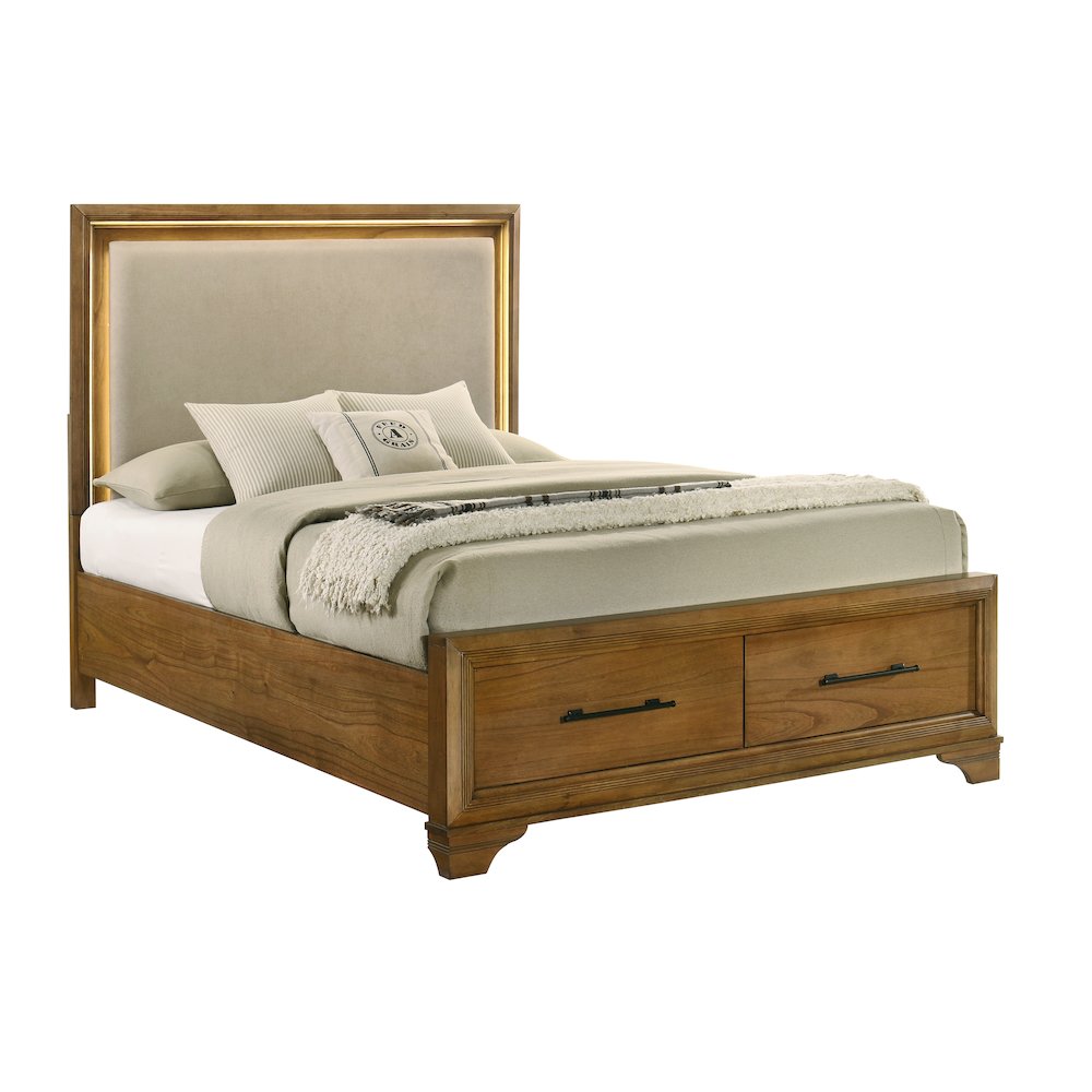 Talcott Wood Queen Storage Platform Bed in Honey/Brown. Picture 1