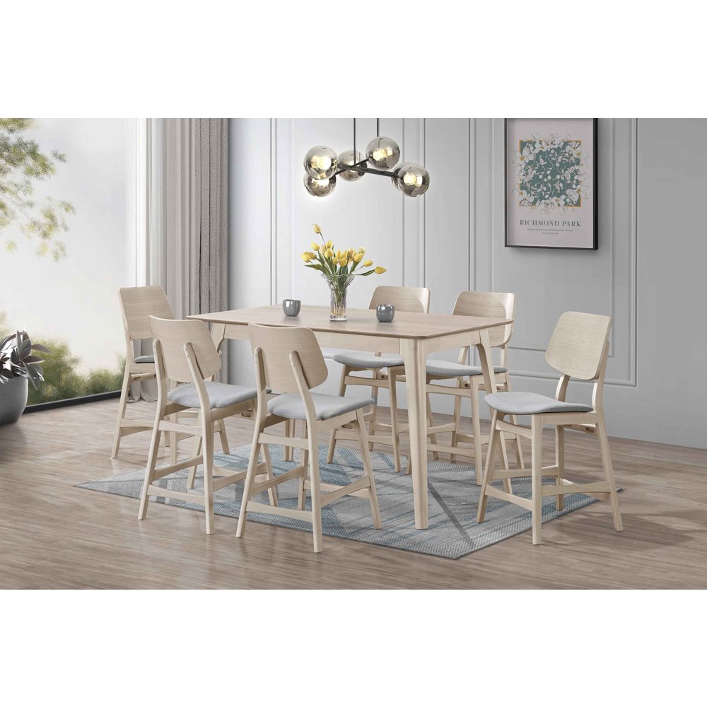 Oscar 7-piece Wood Counter Dining Set in White Ash. Picture 12