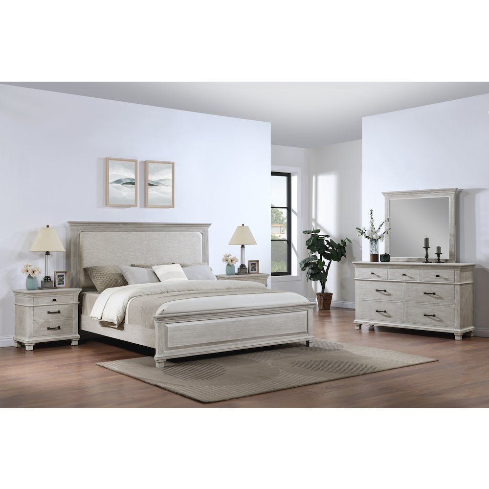 Silver Sands 5Pc Wood Queen Bedroom Set w 2 Ns in Gray. Picture 2