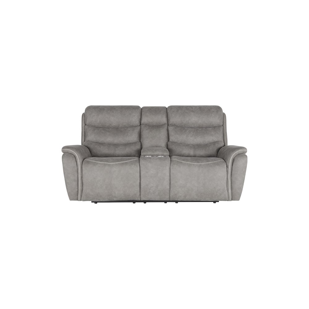 Kamari Fabric Power Console Loveseat, Gray. Picture 2
