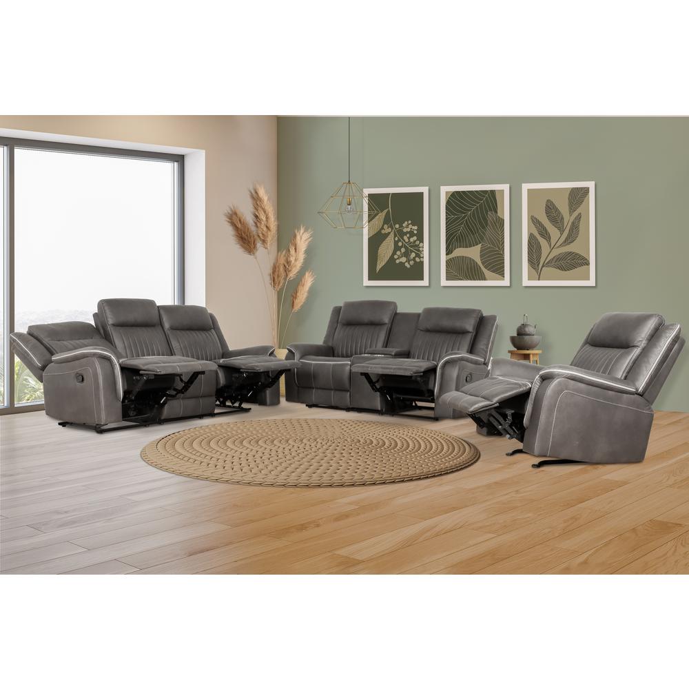 Enzo  Sofa W/Dual Recliner- Gray. Picture 3