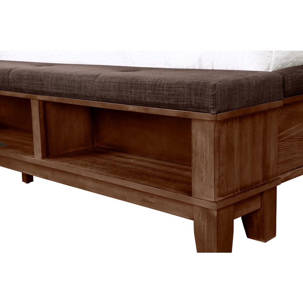 Furniture Cagney Contemporary Solid Wood 5/0 Queen Bed in Brown. Picture 3