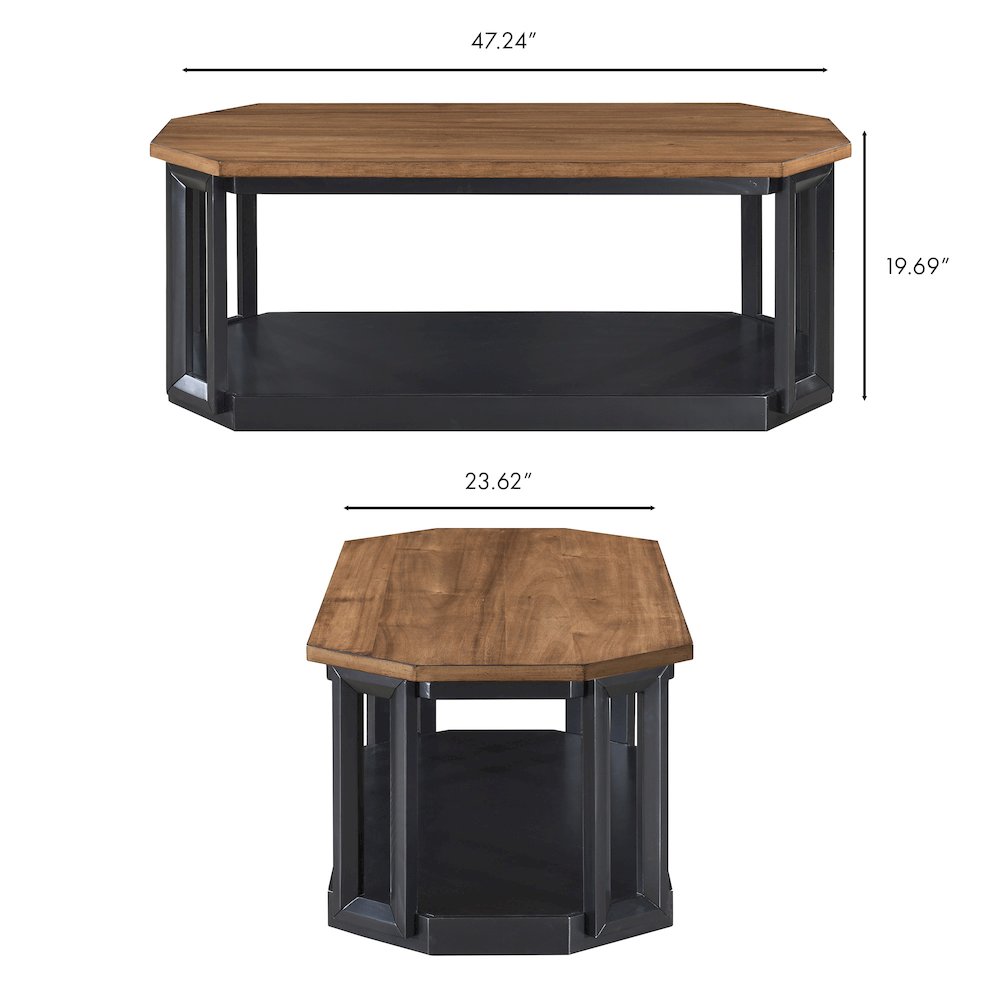 Decker 3-Piece Wood Occasional Table Set in Black/Brown. Picture 11