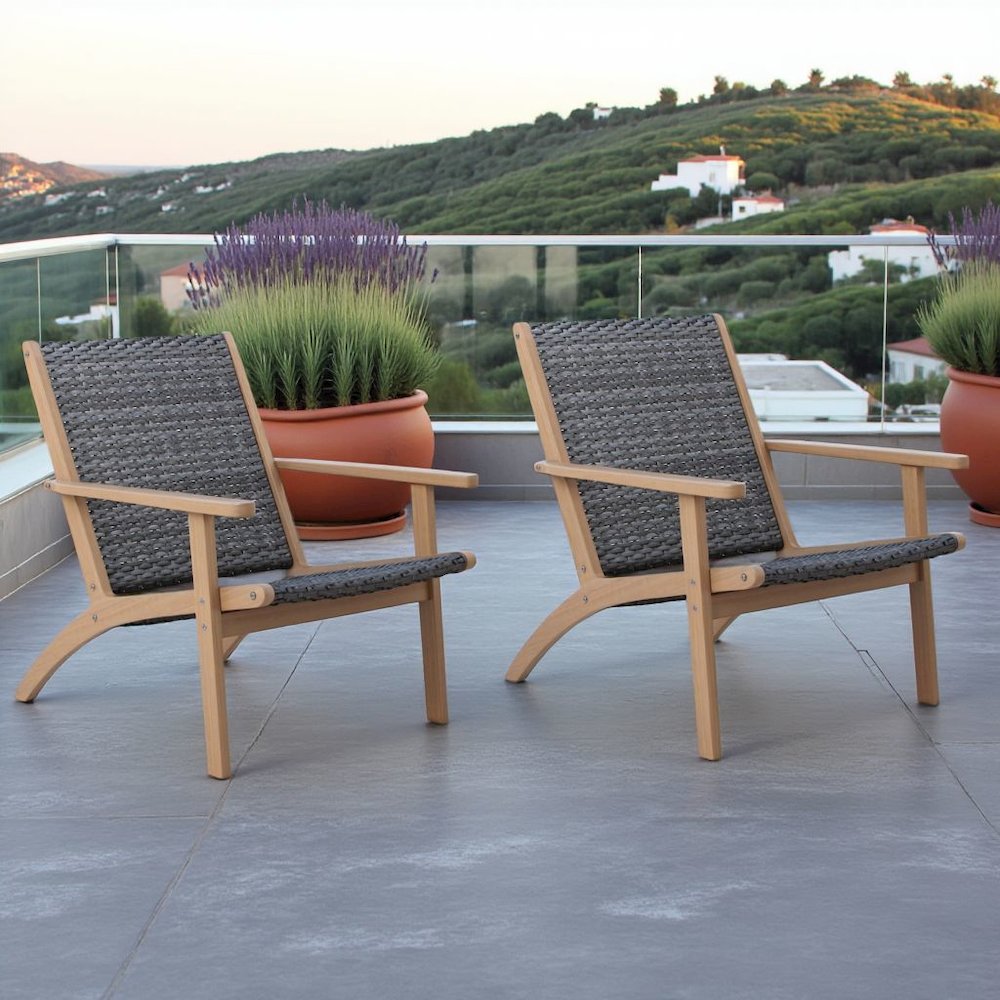 Gray Club Chairs Set of 2, Comfy Patio Chair for Outdoor Seating. Picture 3