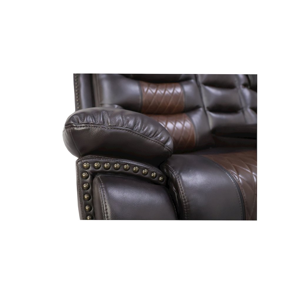 Nikko 2-Piece Faux Leather Power Living Room Set, Brown. Picture 6