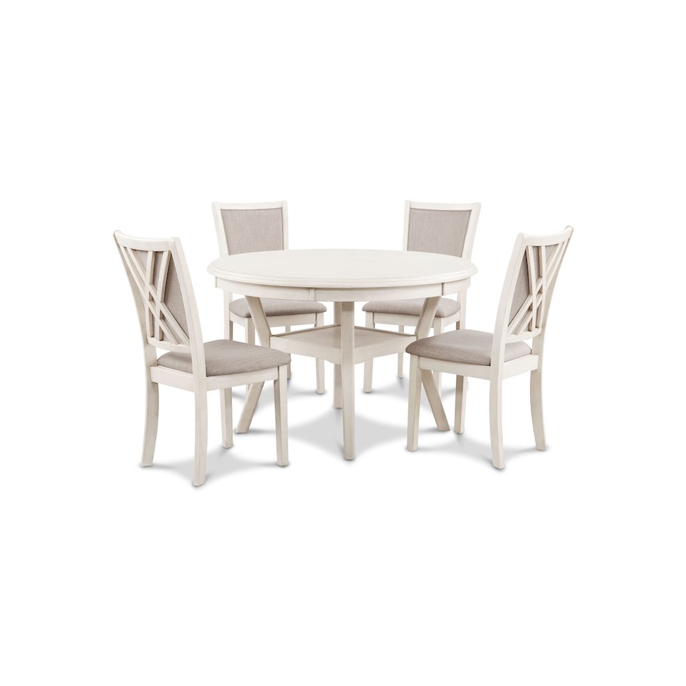 Amy 5-Piece Wood Round Dining Set, Bisque. Picture 3