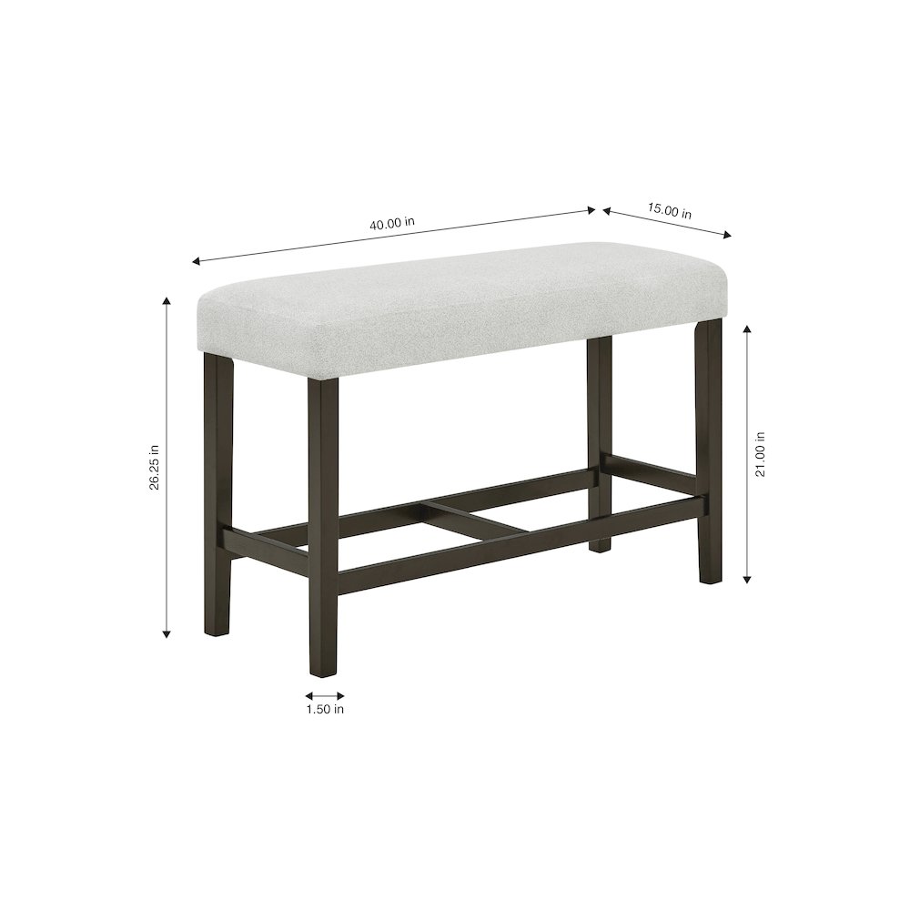 Carissa Counter Bench with Upholstered Seat in Stone. Picture 5