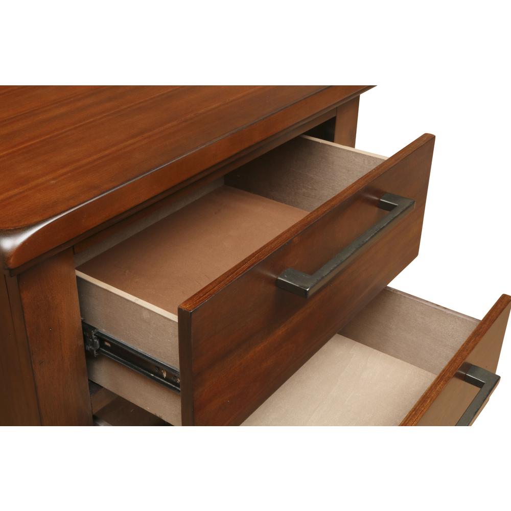Furniture Cagney Solid Wood 2-Drawer Nightstand in Chestnut Brown. Picture 5