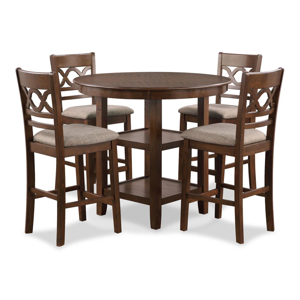 Furniture Cori 5-Piece Solid Wood Counter Set in Brown. Picture 4