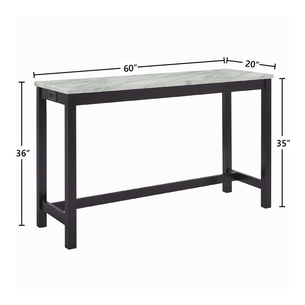 Furniture Celeste 4-Piece Faux Marble & Wood Bar Set in Black. Picture 10