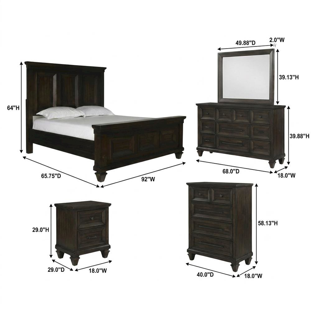 Wood Queen Bedroom Furniture Set with Dresser, Mirror, Chest, Nightstands. Picture 5