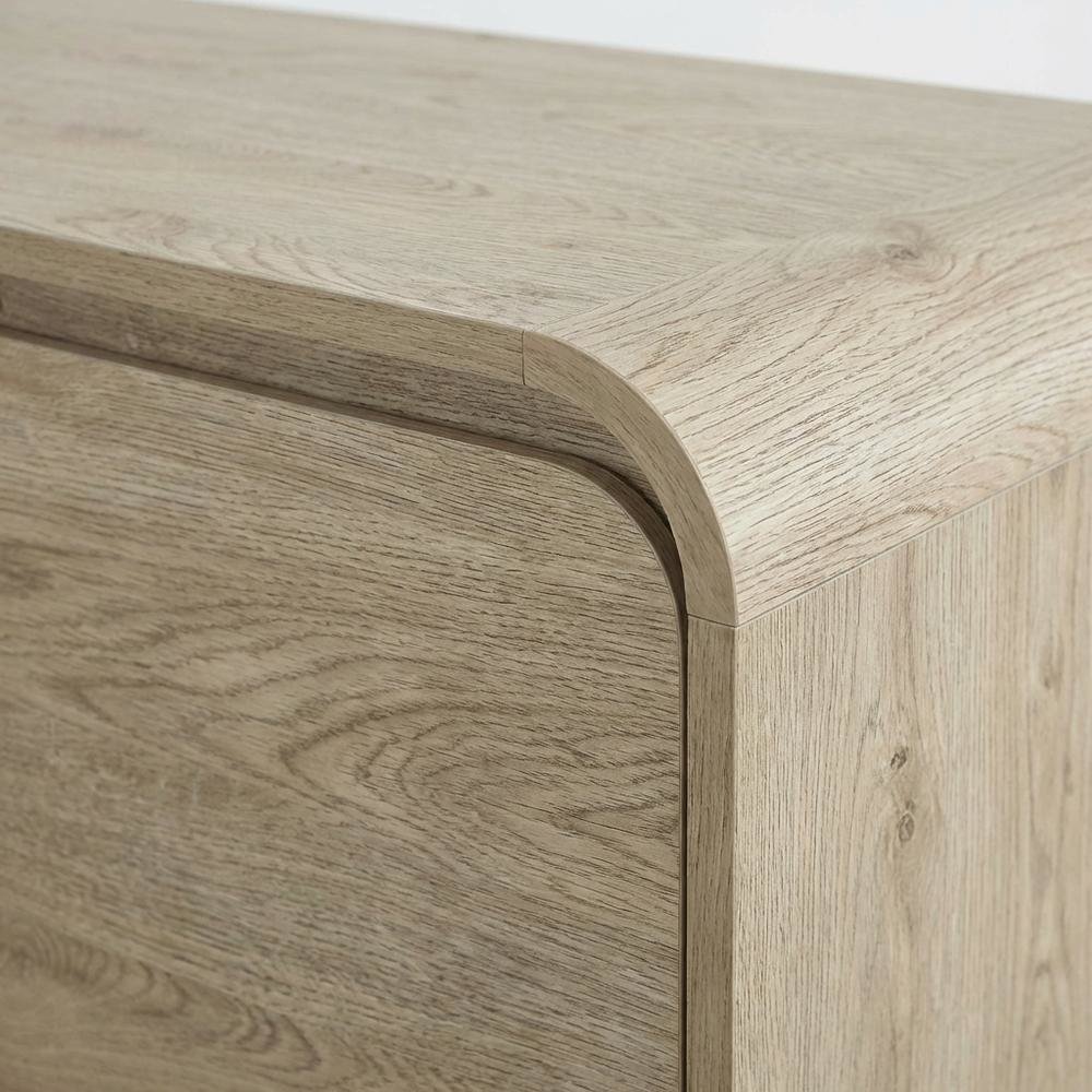 Beige Wood TV Stand with Rubberwood Solids and Walnut Veneers for Living Room. Picture 5
