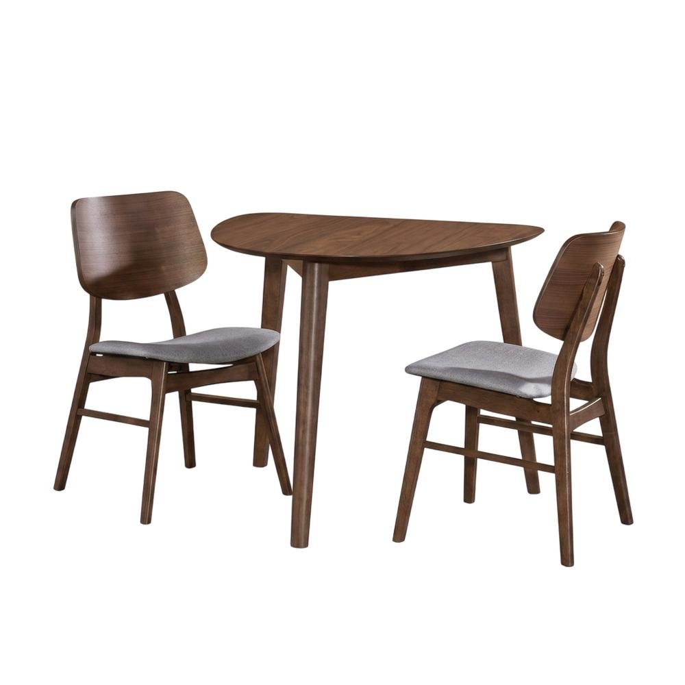 Dark Gray & Walnut 3-Piece Corner Table Set with Modern Design. Picture 3