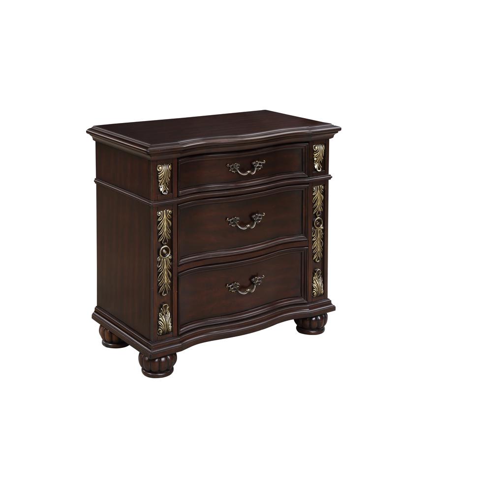 Maximus 4-PC Cal King Wood Bedroom Set  Nightstand - Madeira Brown. Picture 6