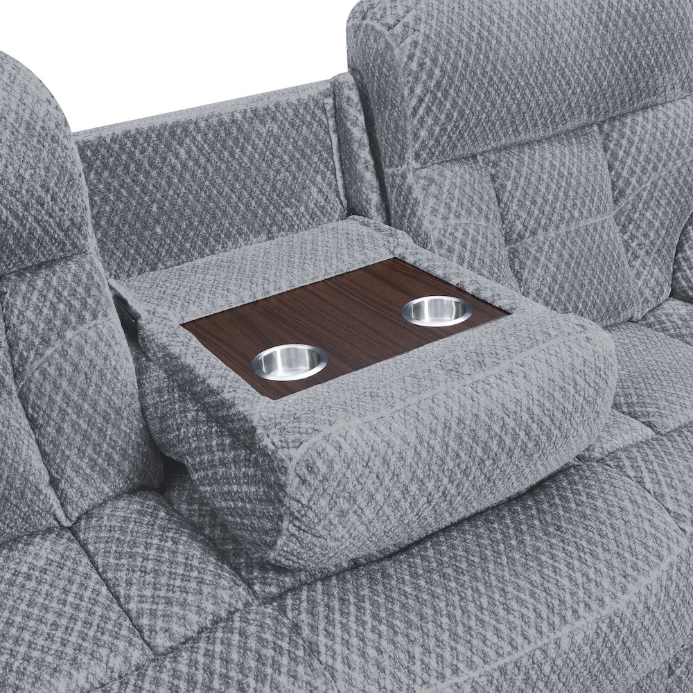 Bravo 3-Piece Fabric Power Living Room Set, Stone Gray. Picture 11