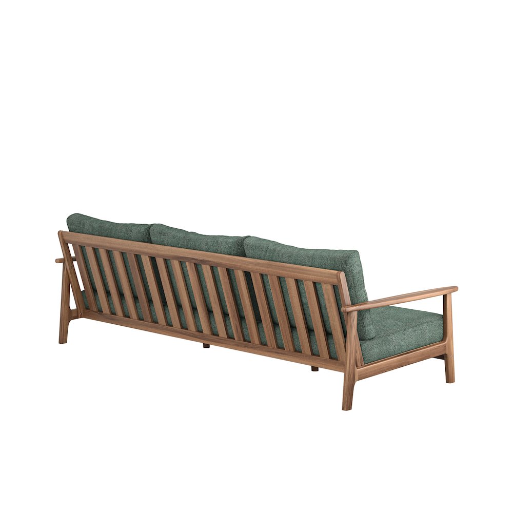 Ashton Wood/Fabric Patio Sofa in Moss Green. Picture 4