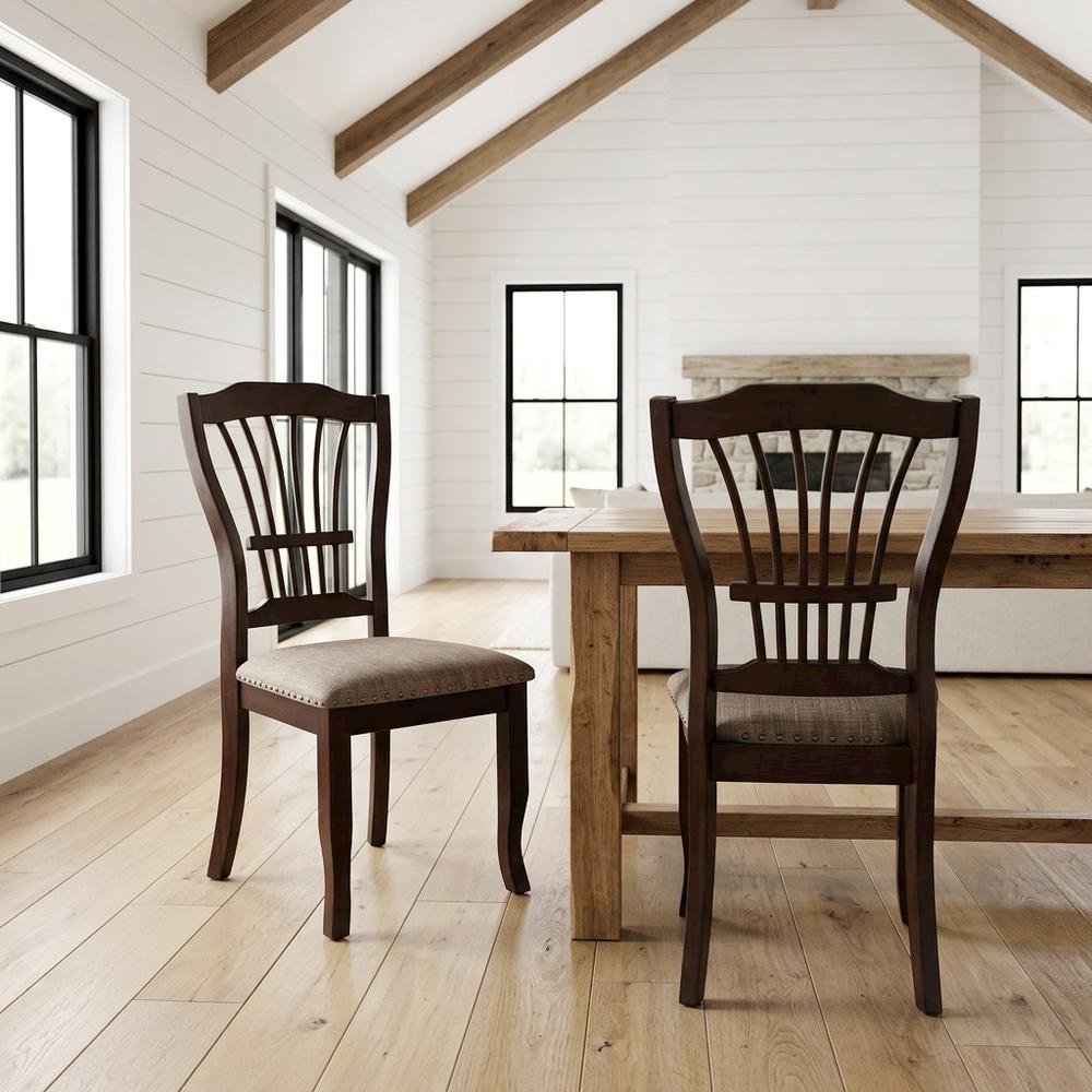 Solid Wood Dining Chairs for Kitchen and Dining Room, Espresso, Set of 2. Picture 4