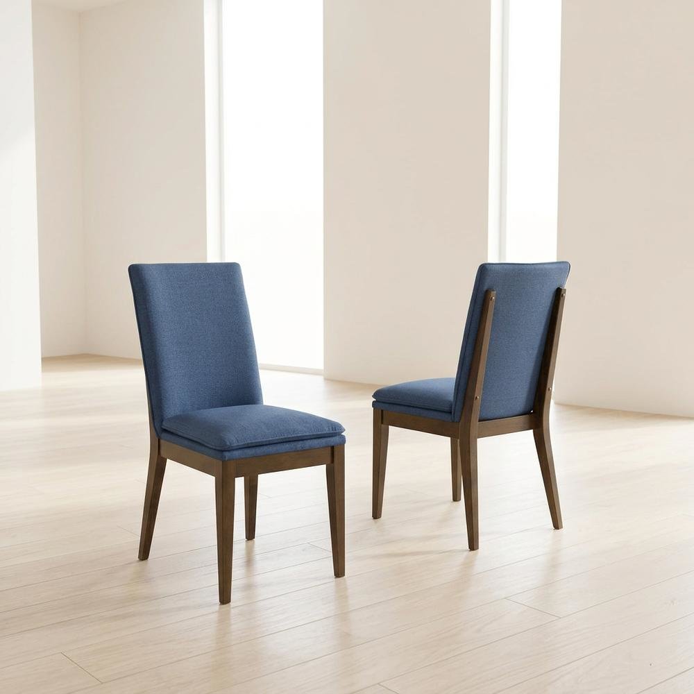 Upholstered Dining Chair with Cushion, Walnut-Leg Wood Kitchen Chairs, Brown. Picture 4