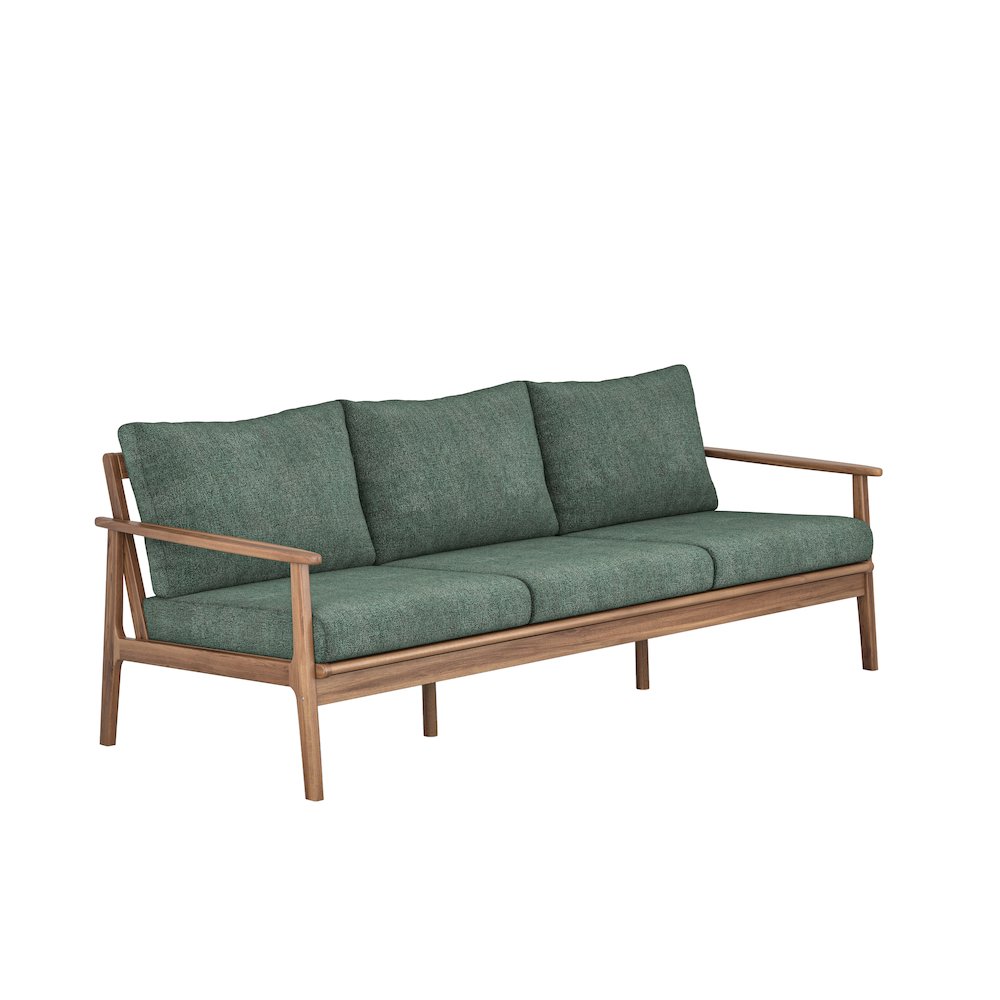 Ashton Wood/Fabric Patio Sofa in Moss Green. Picture 1