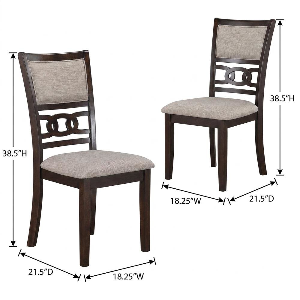 Solid Wood Upholstered Dining Chairs, Cherry, Set of 6. Picture 5